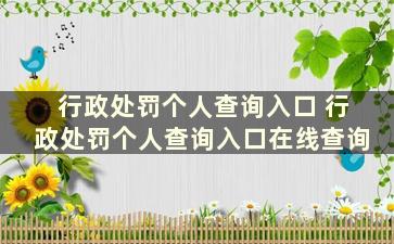 行政处罚个人查询入口 行政处罚个人查询入口在线查询